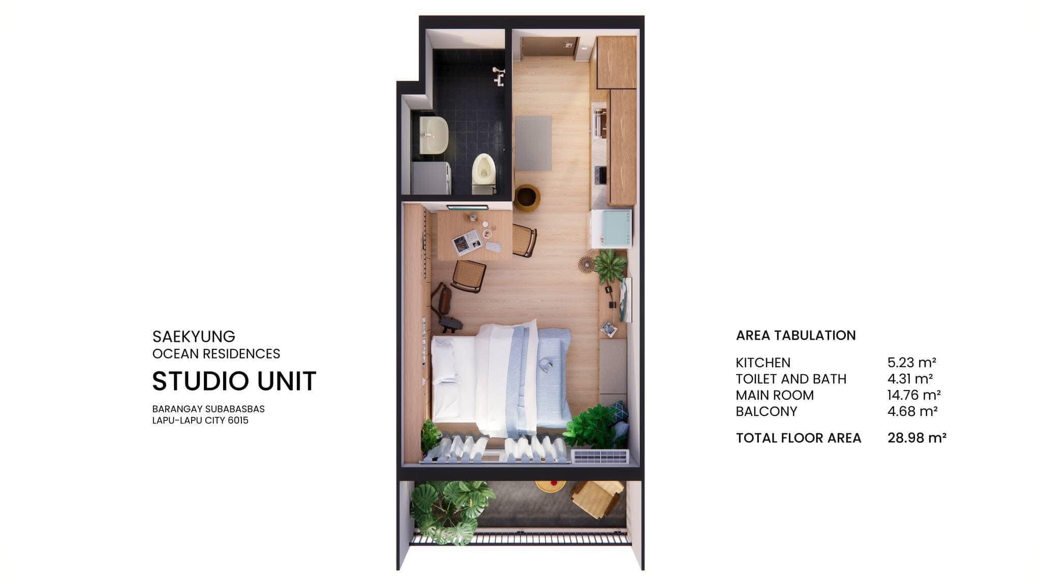 SAEKYUNG OCEAN RESIDENCES studio unit floor plan 