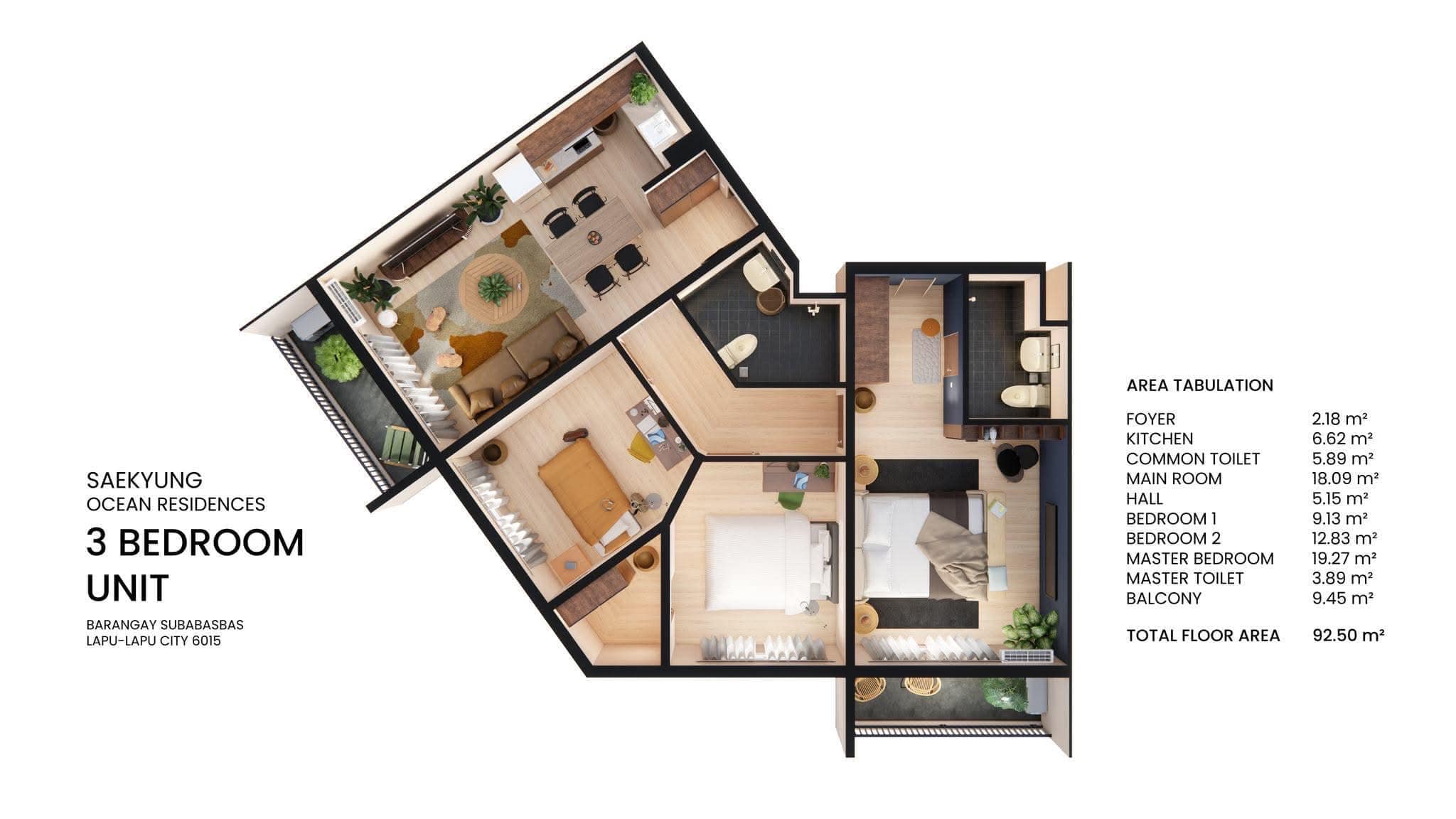 SAEKYUNG OCEAN RESIDENCES 3 bedroom floor plan