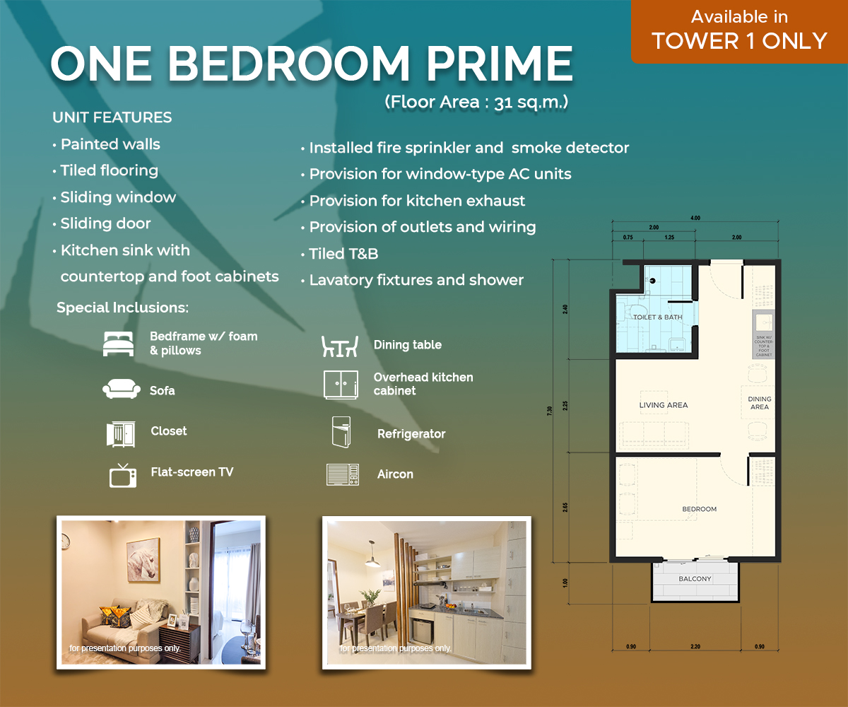 Palm Oasis Residences- One Bedroom Prime floor lay out